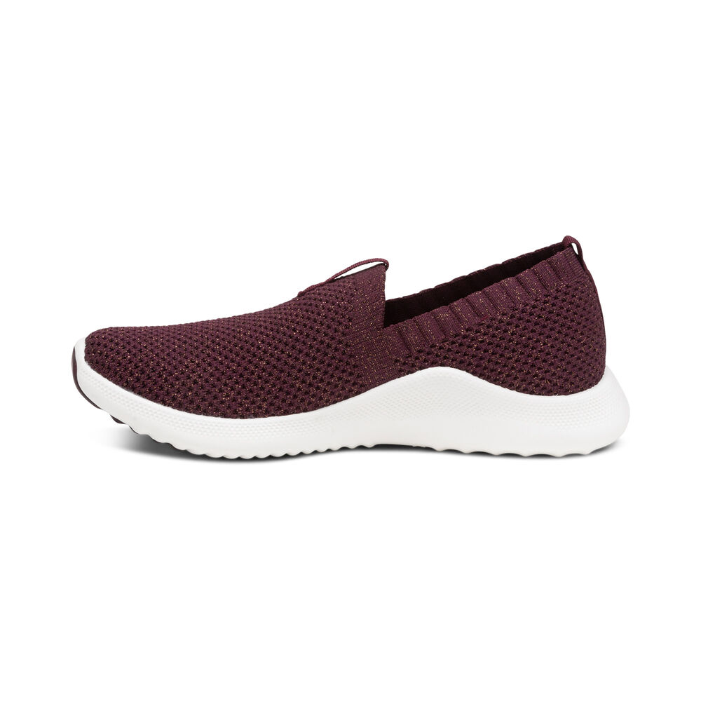 Aetrex Women's Angie Arch Support Sneakers - Burgundy | USA CU948XP